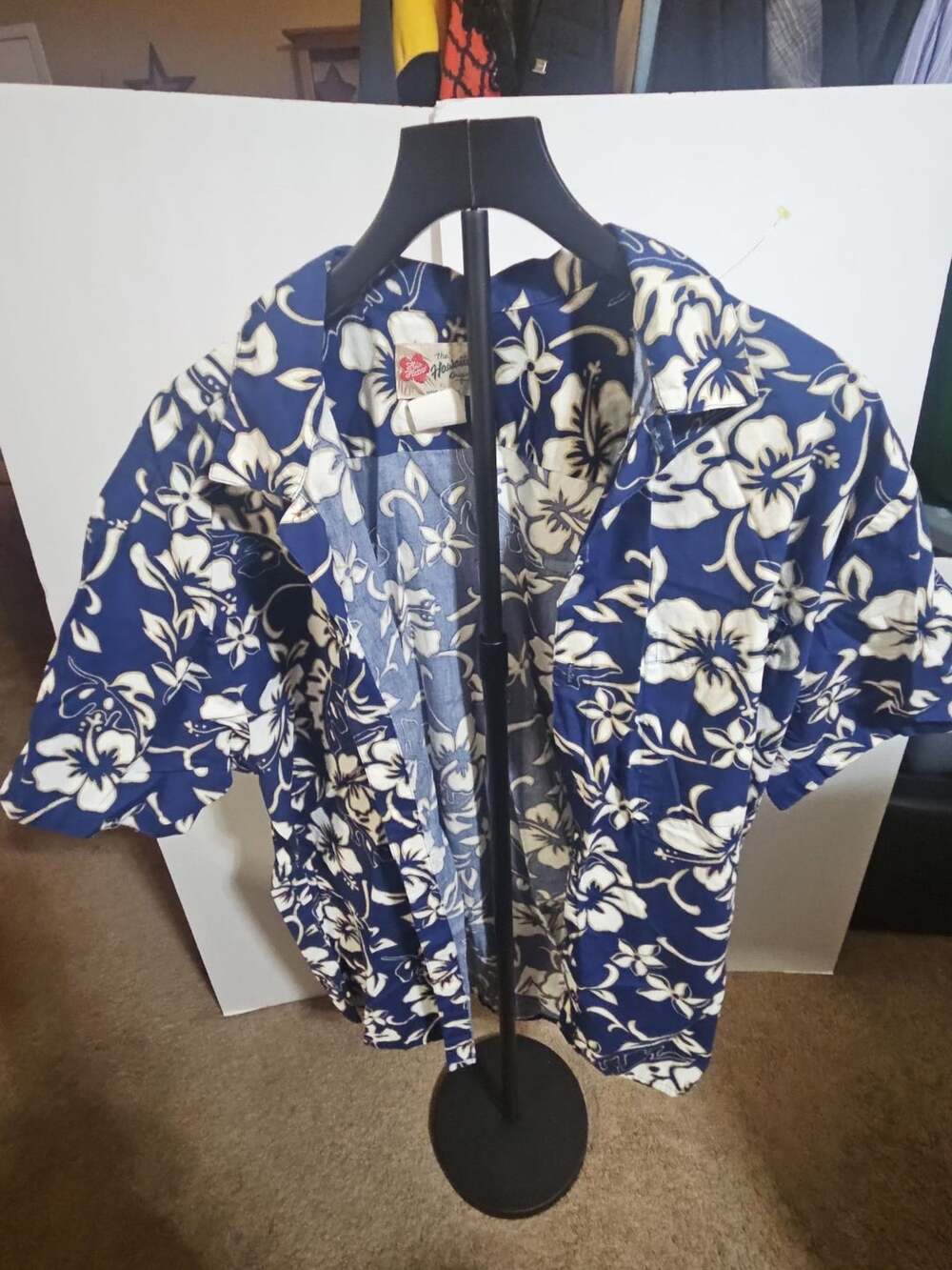 Hilo Hattie The Hawaiian Original Aloha Shirt Size XL Blue Hibiscus